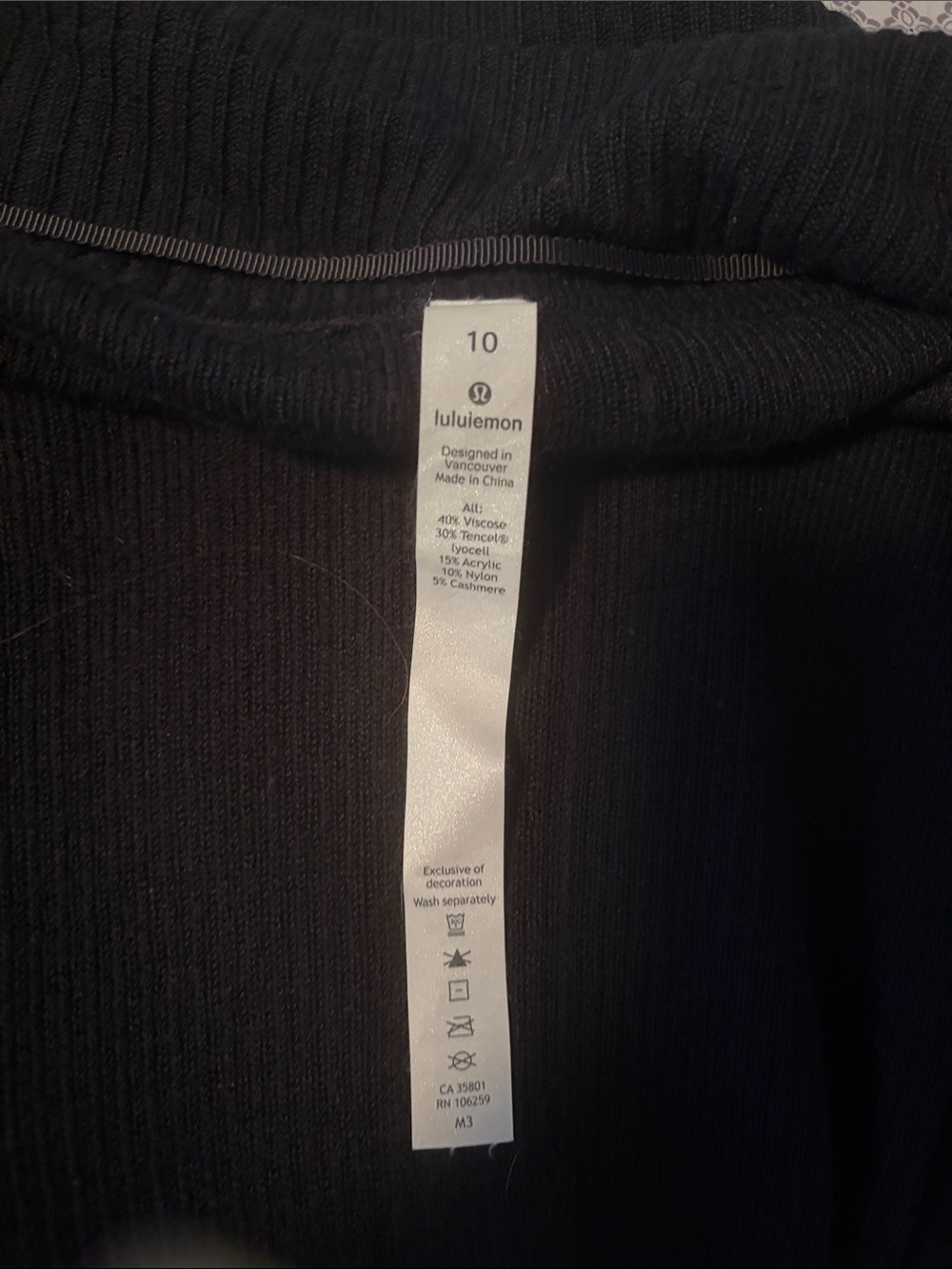 lululemon athletica Black Ribbed Sweater Cardigan